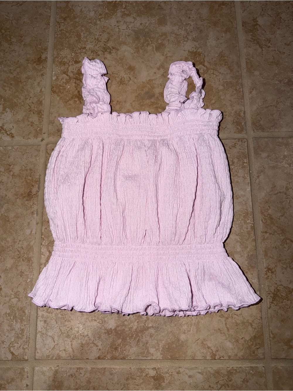 Old Navy Pastel Pink Ruffle Smocked Tank
